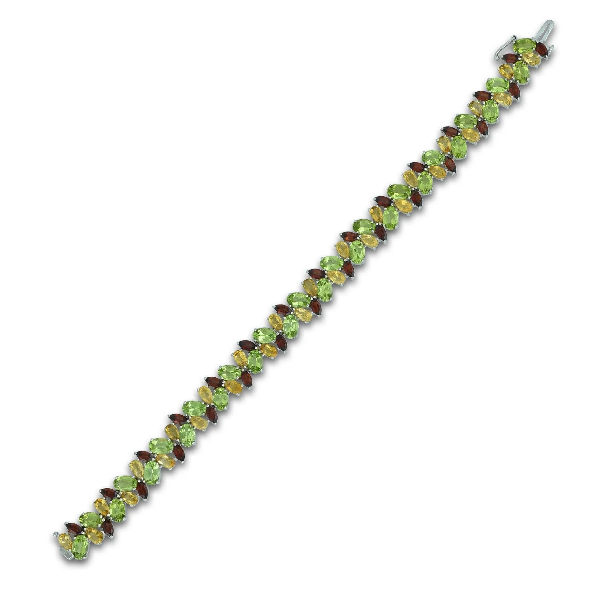 Peridot, Citrine, Garnet Tennis Bracelet in Sterling Silver