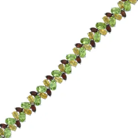 Peridot, Citrine, Garnet Tennis Bracelet in Sterling Silver