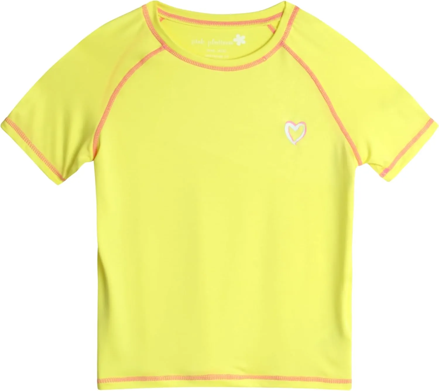 Pink Platinum Girls Rashguard - UPF 50  Sun Protection Quick Dry Short Sleeve Swim Shirt Rash Guard for Girls (Sizes: 2T-16)