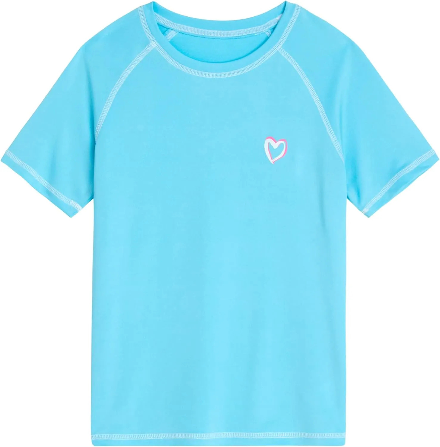 Pink Platinum Girls Rashguard - UPF 50  Sun Protection Quick Dry Short Sleeve Swim Shirt Rash Guard for Girls (Sizes: 2T-16)
