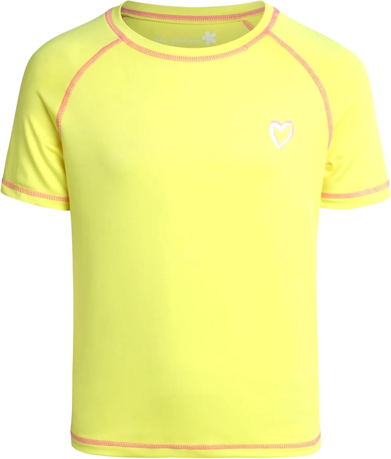 Pink Platinum Girls Rashguard - UPF 50  Sun Protection Quick Dry Short Sleeve Swim Shirt Rash Guard for Girls (Sizes: 2T-16)