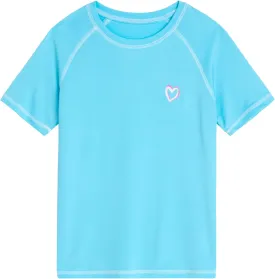 Pink Platinum Girls Rashguard - UPF 50  Sun Protection Quick Dry Short Sleeve Swim Shirt Rash Guard for Girls (Sizes: 2T-16)