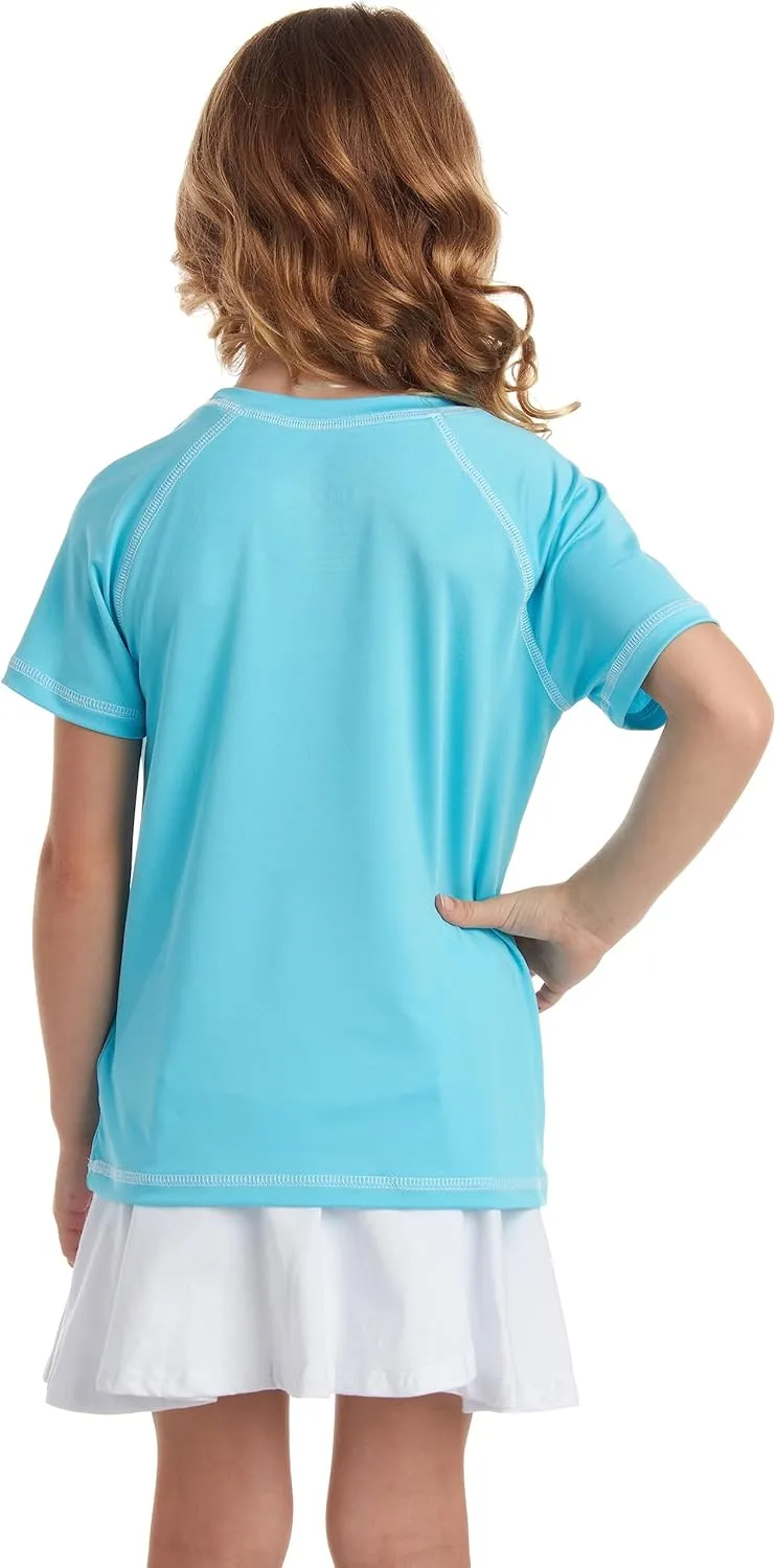 Pink Platinum Girls Rashguard - UPF 50  Sun Protection Quick Dry Short Sleeve Swim Shirt Rash Guard for Girls (Sizes: 2T-16)