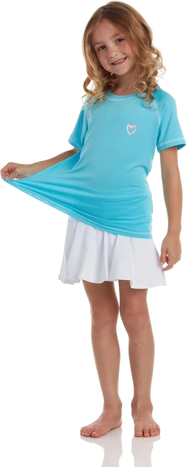 Pink Platinum Girls Rashguard - UPF 50  Sun Protection Quick Dry Short Sleeve Swim Shirt Rash Guard for Girls (Sizes: 2T-16)