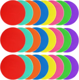 Poly Spot Markers Rubber Floor Dots 9 inch 8/16/24 Pcs Flat Cones Non-slip Agility Markers Poly Spots for Gym Soccer Basketball Sports Speed Agility Training, Classroom Activities, Exercise Drills