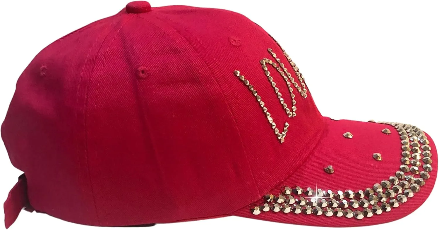 Popfizzy Rhinestone Baseball Cap for Women and Girls, Fun Bedazzled Hats, Cute Bling Denim and Diamond Hat, Sparkly Gifts