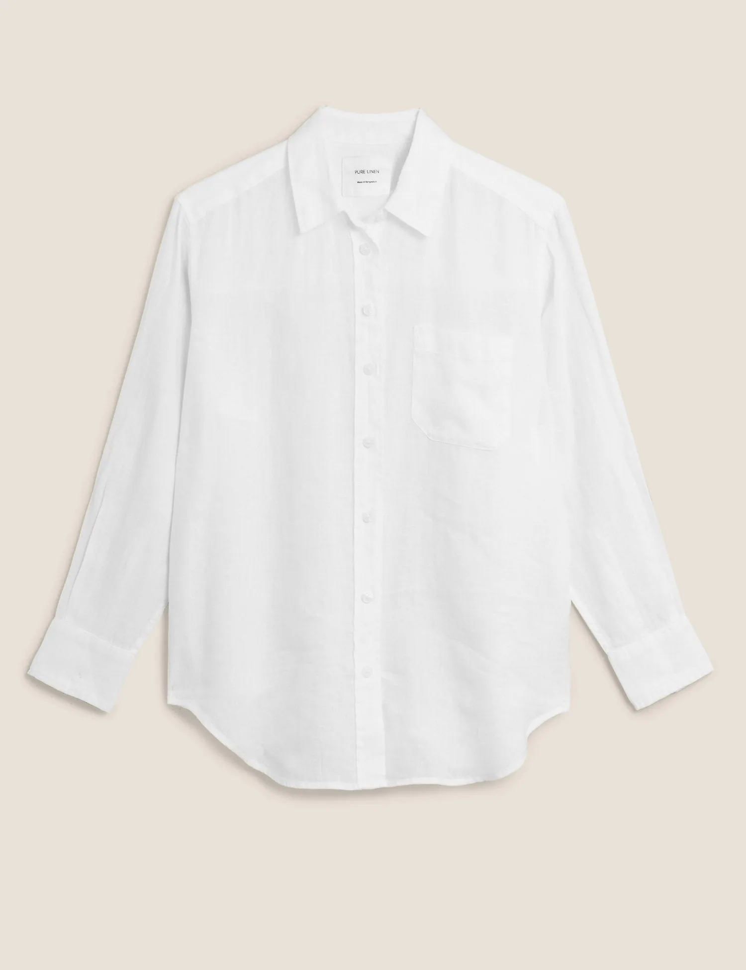 Pure Linen Oversized Long Sleeve Shirt