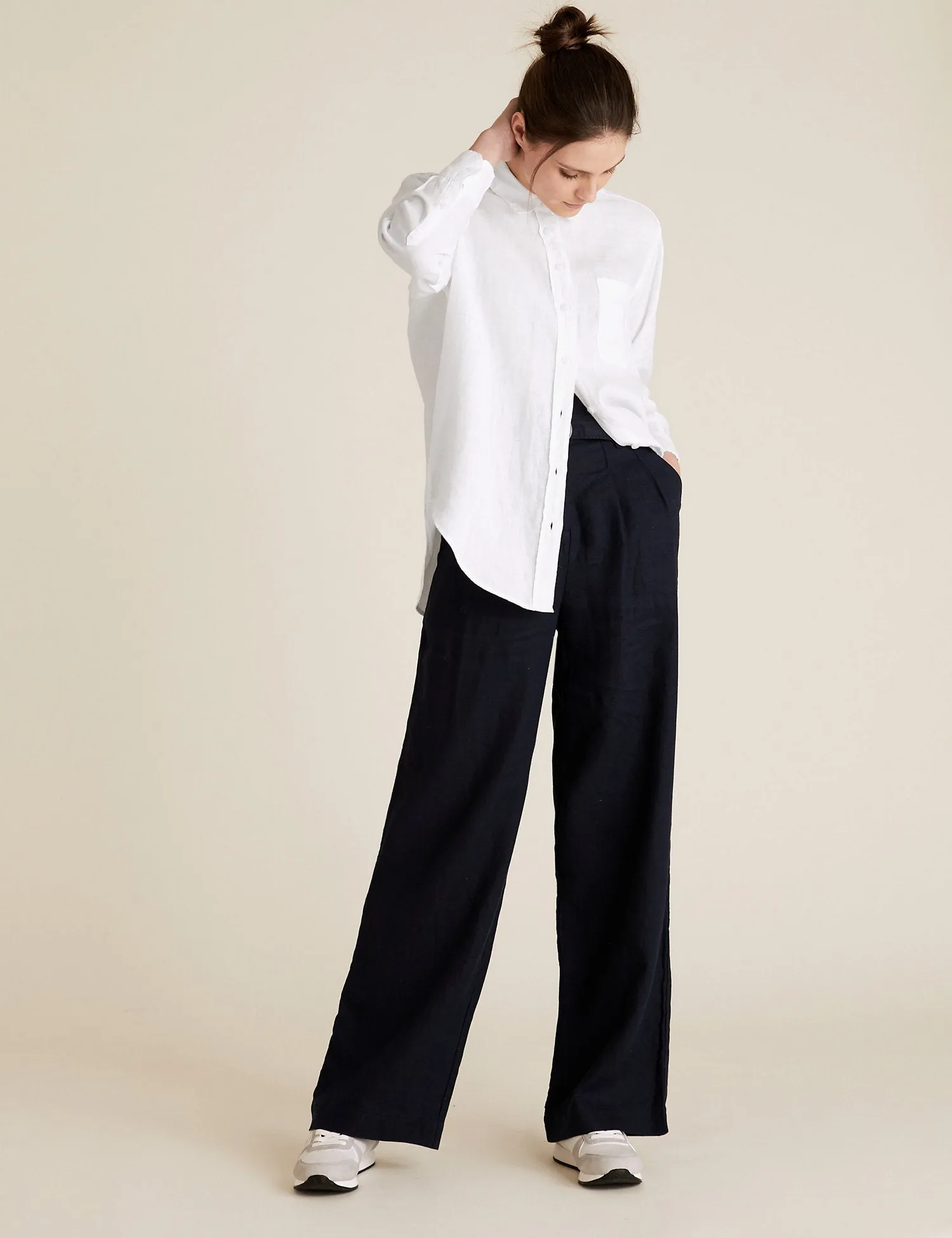 Pure Linen Oversized Long Sleeve Shirt
