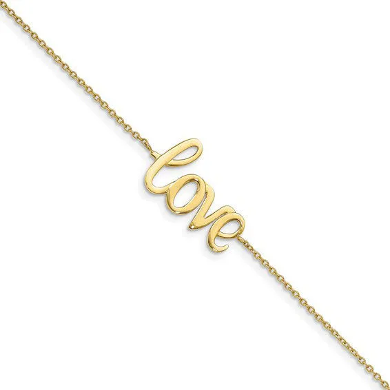 "Love" Script Font Bracelet (14K)