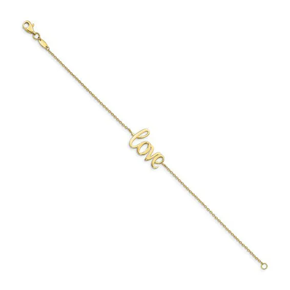 "Love" Script Font Bracelet (14K)