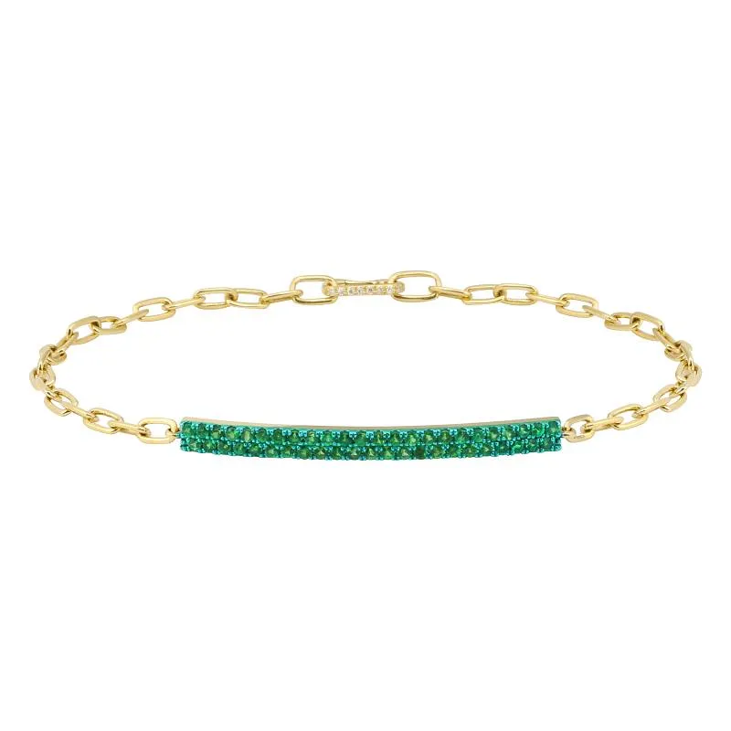 Rhodium Gemstone Gold Link Bracelet