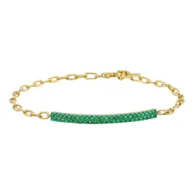 Rhodium Gemstone Gold Link Bracelet