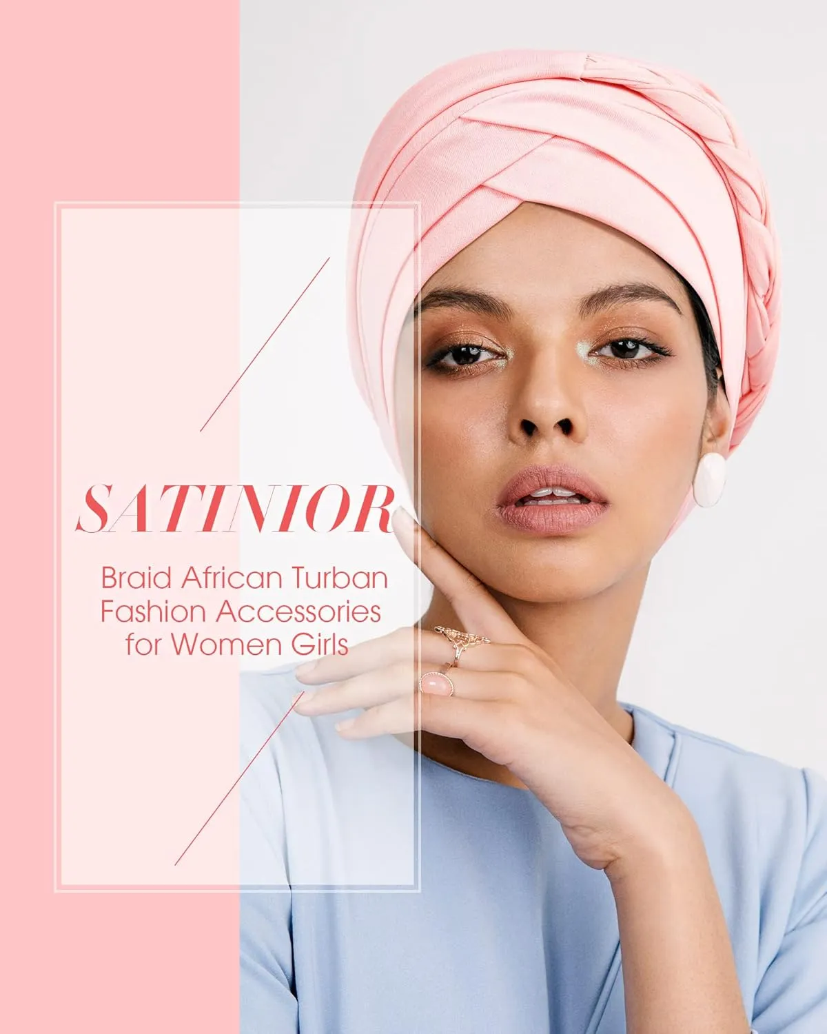 SATINIOR 4 Pieces African Women Turban Cap Head Wraps Beaded Headscarf Beanie Wrap
