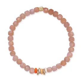 Semi-Precious Stretch Bracelet with Colored Rondelles