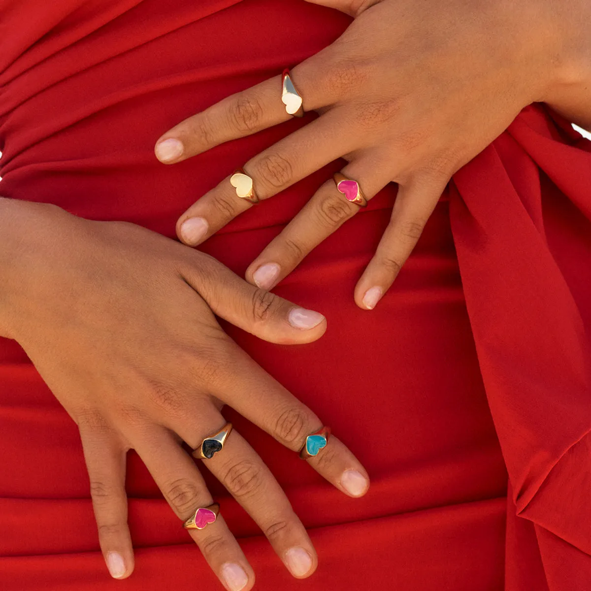 SIGNET RING HEART FUCHSIA GOLD