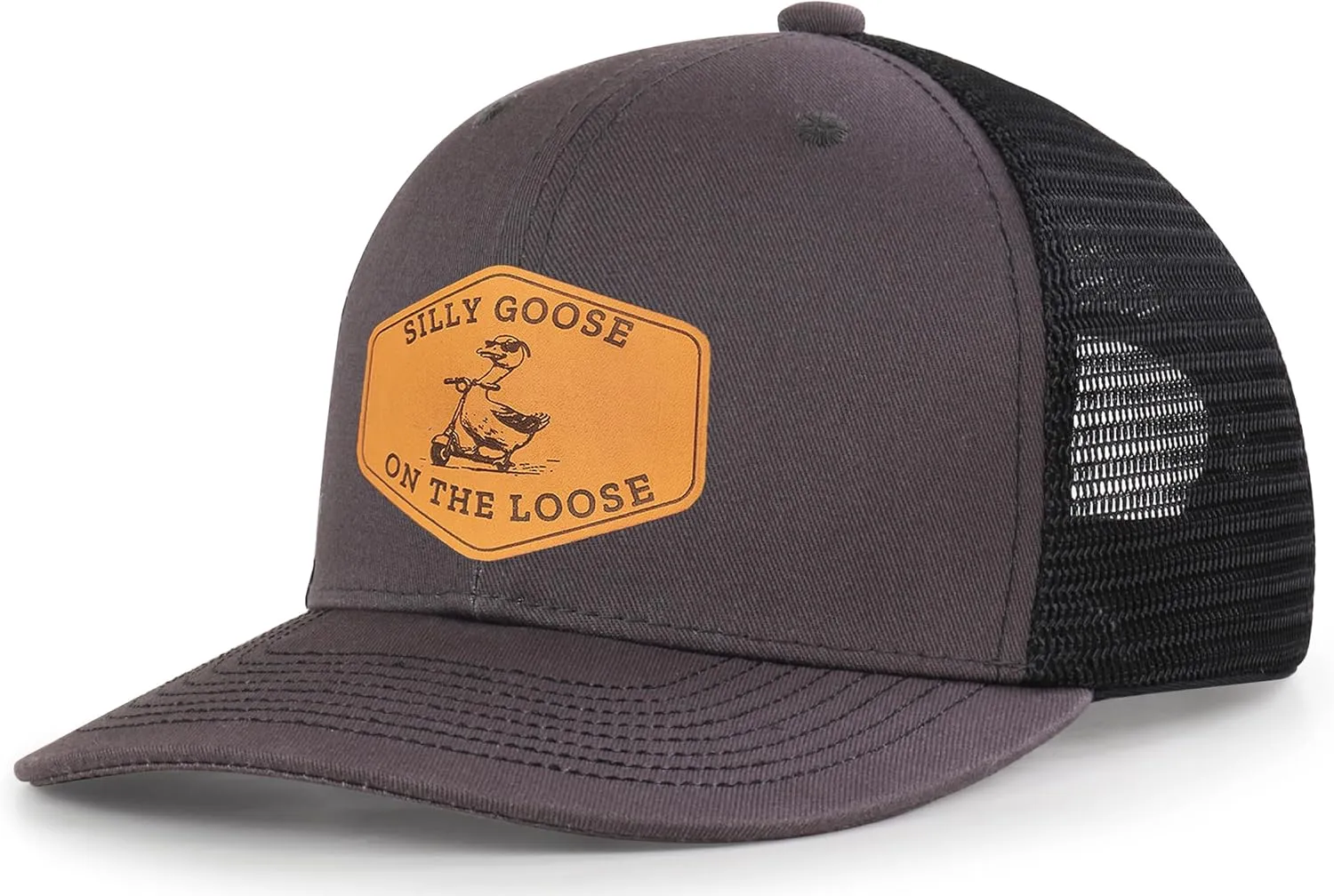 Silly Goose Hat On The Loose Silly Goose University Funny Gifts Gods Silliest Goose Leather Patch Hat