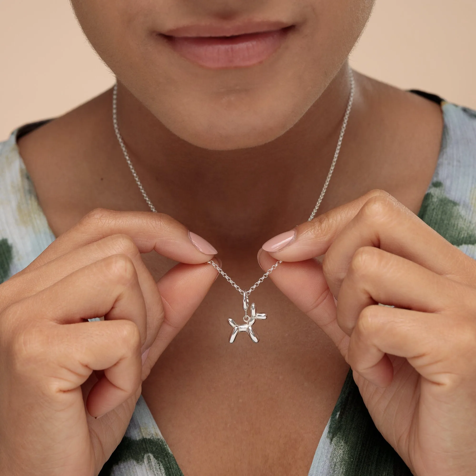Silver Balloon Dog Charm