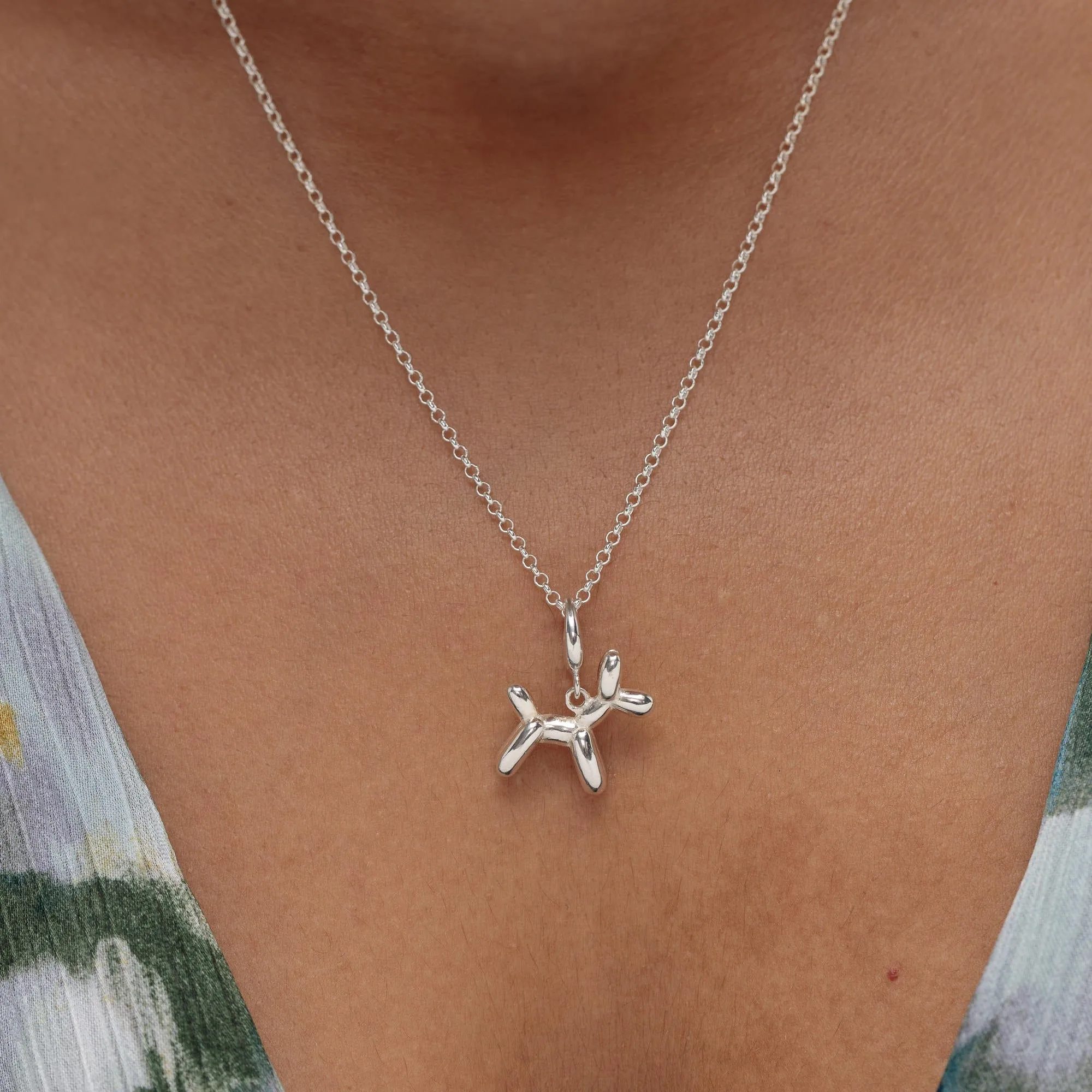 Silver Balloon Dog Charm