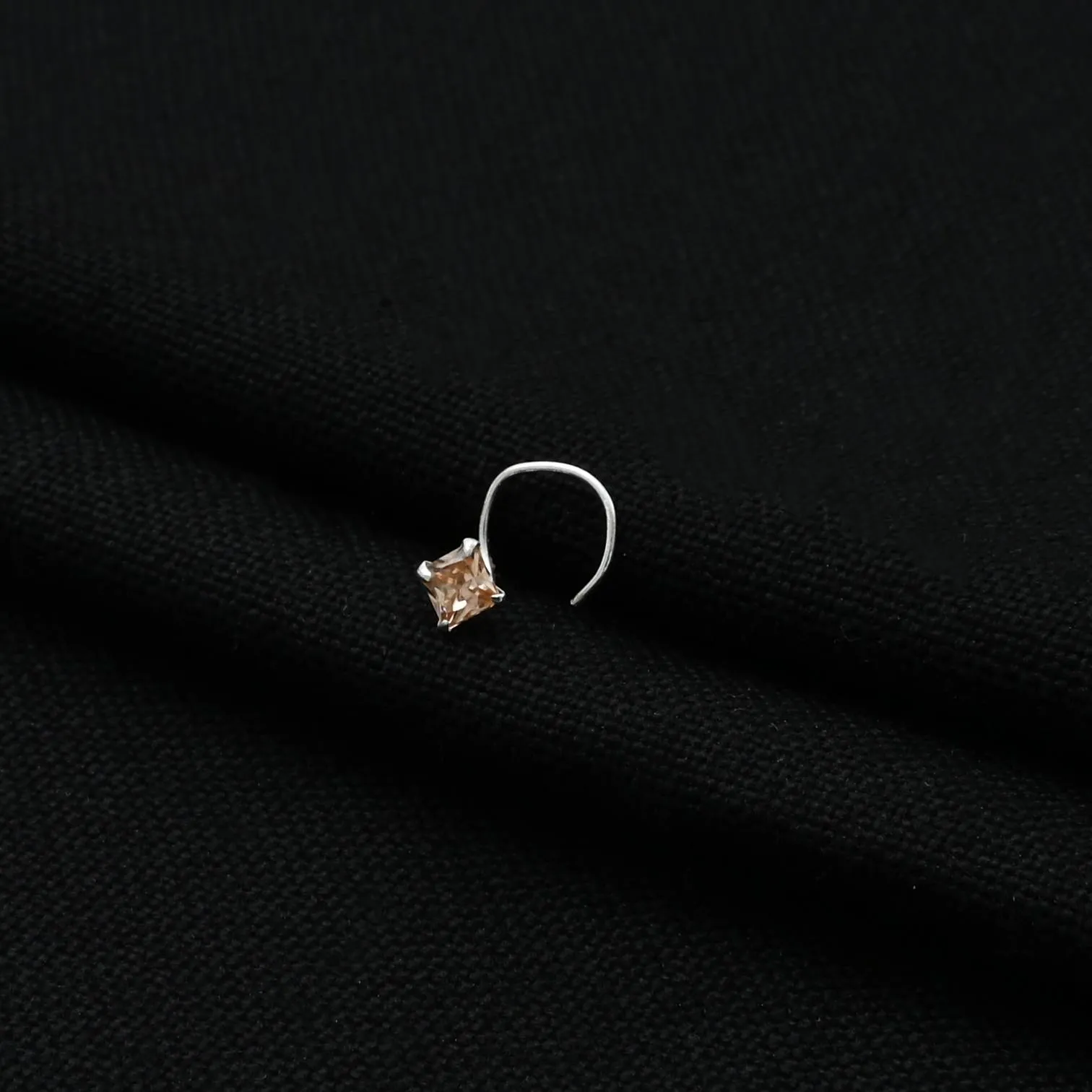 Silver Beautiful Square Peach Gem Nosepin