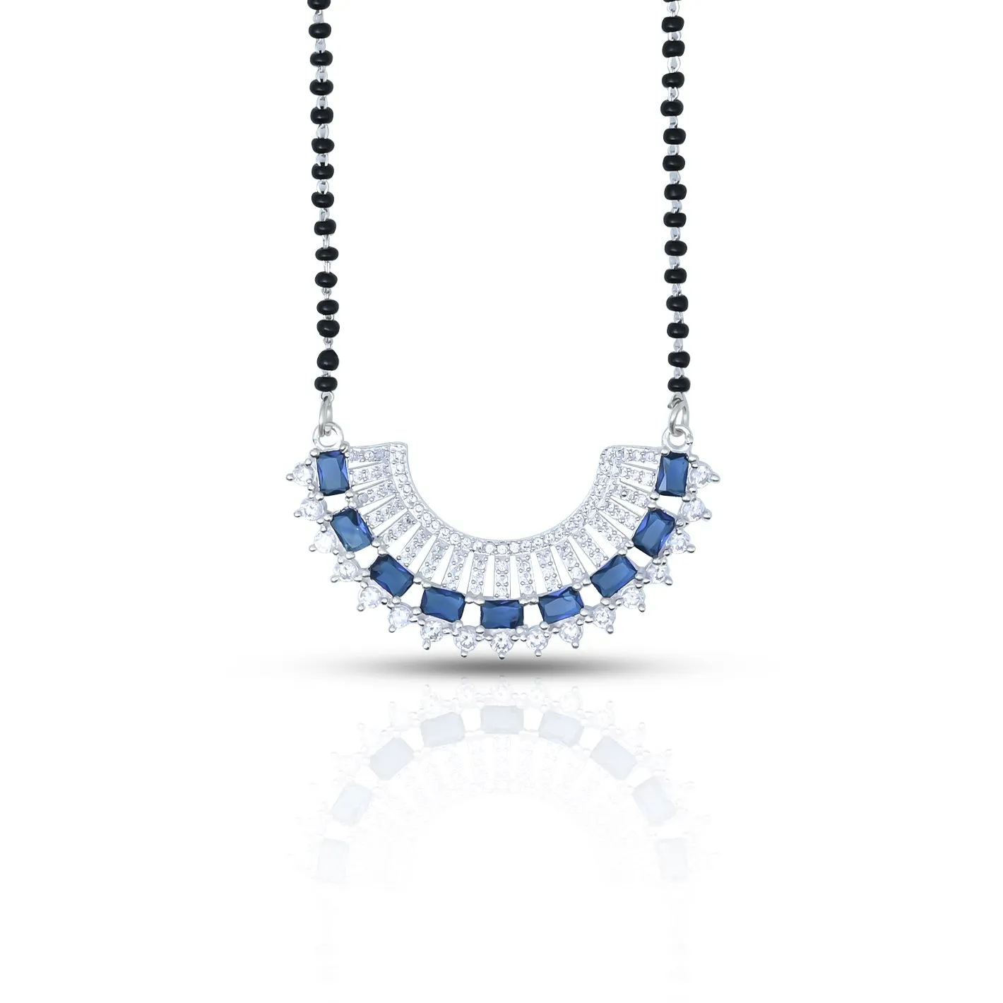 Silver Blue Gemstone Designer Mangalsutra for Girls