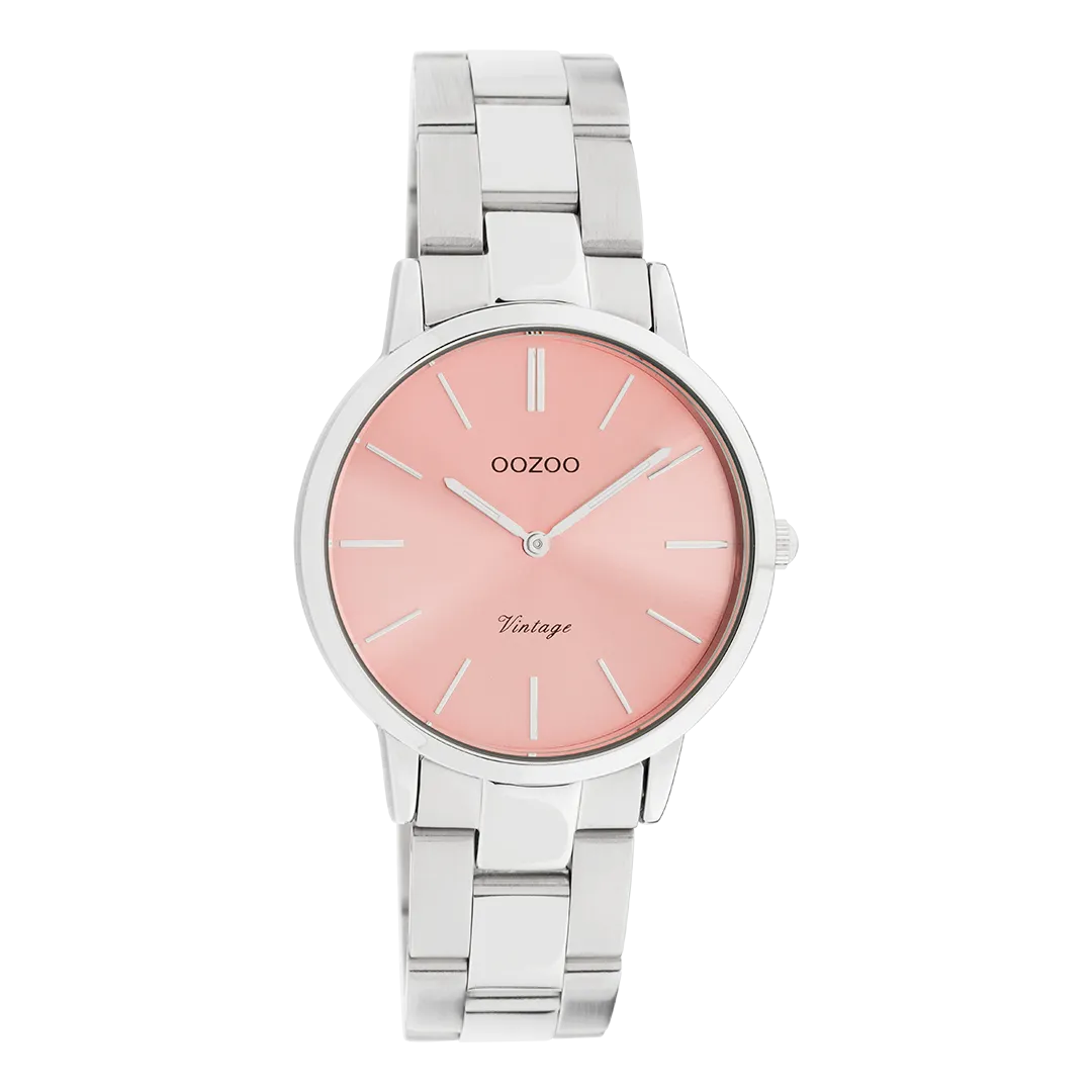 Silver coloured OOZOO watch with silver coloured stainless steel bracelet - C20040