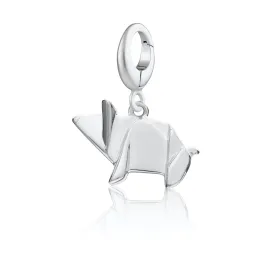 Silver Origami Pig Charm