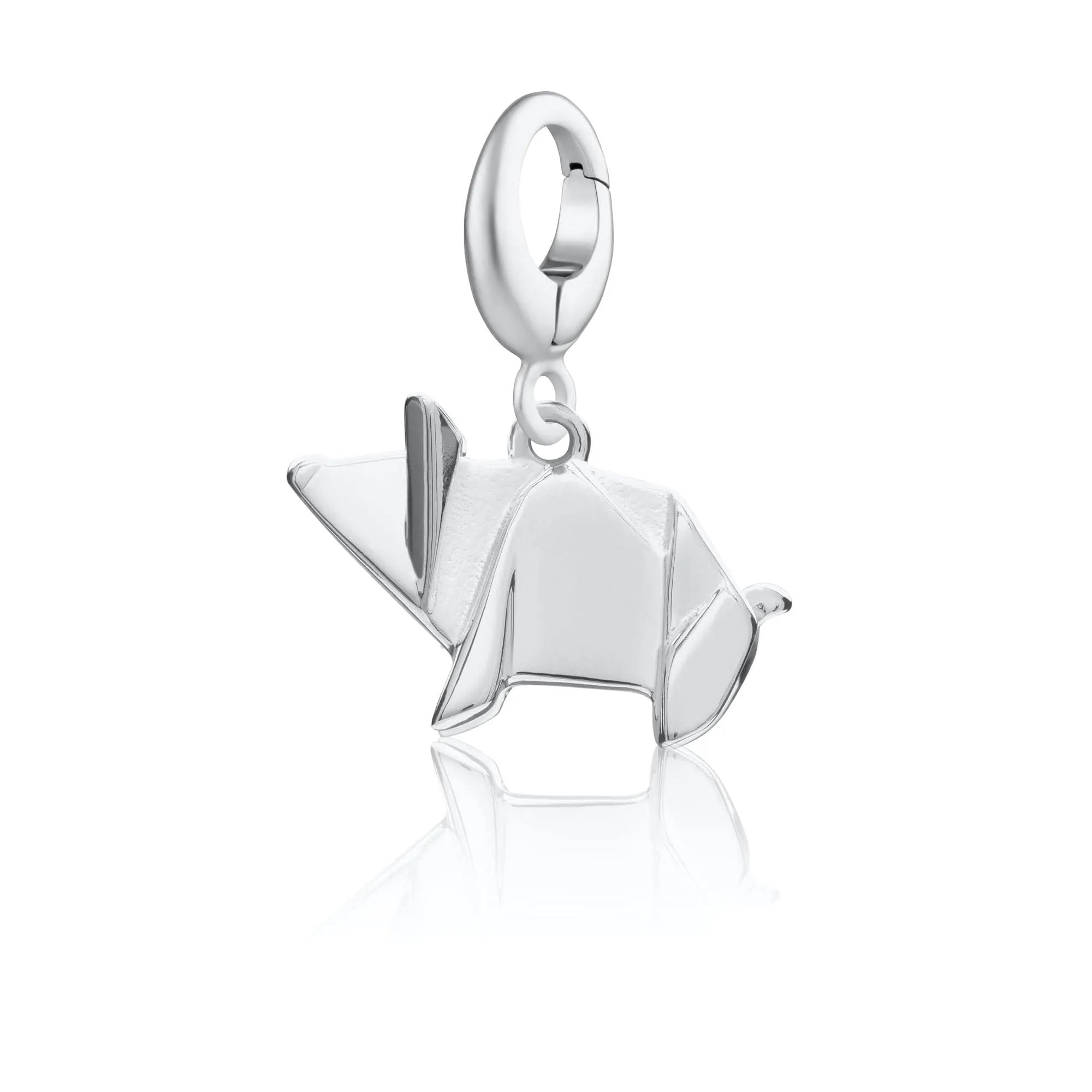 Silver Origami Pig Charm