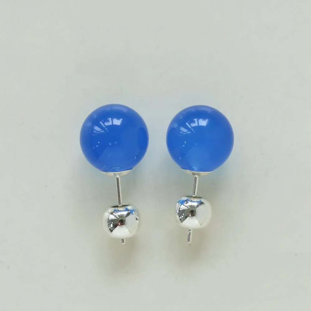 Simple Crystal Agate Tiger Eye Round Earrings