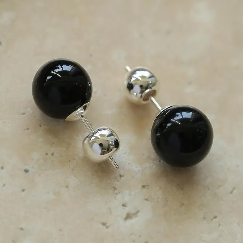 Simple Crystal Agate Tiger Eye Round Earrings