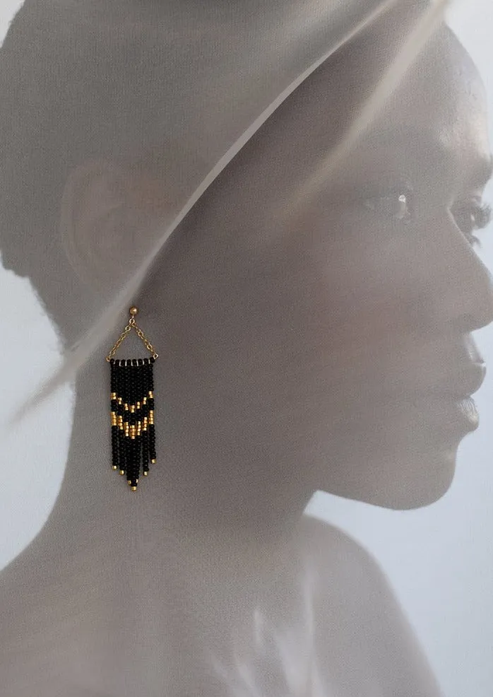 Small Porcupine Earrings - BLACK/GOLD