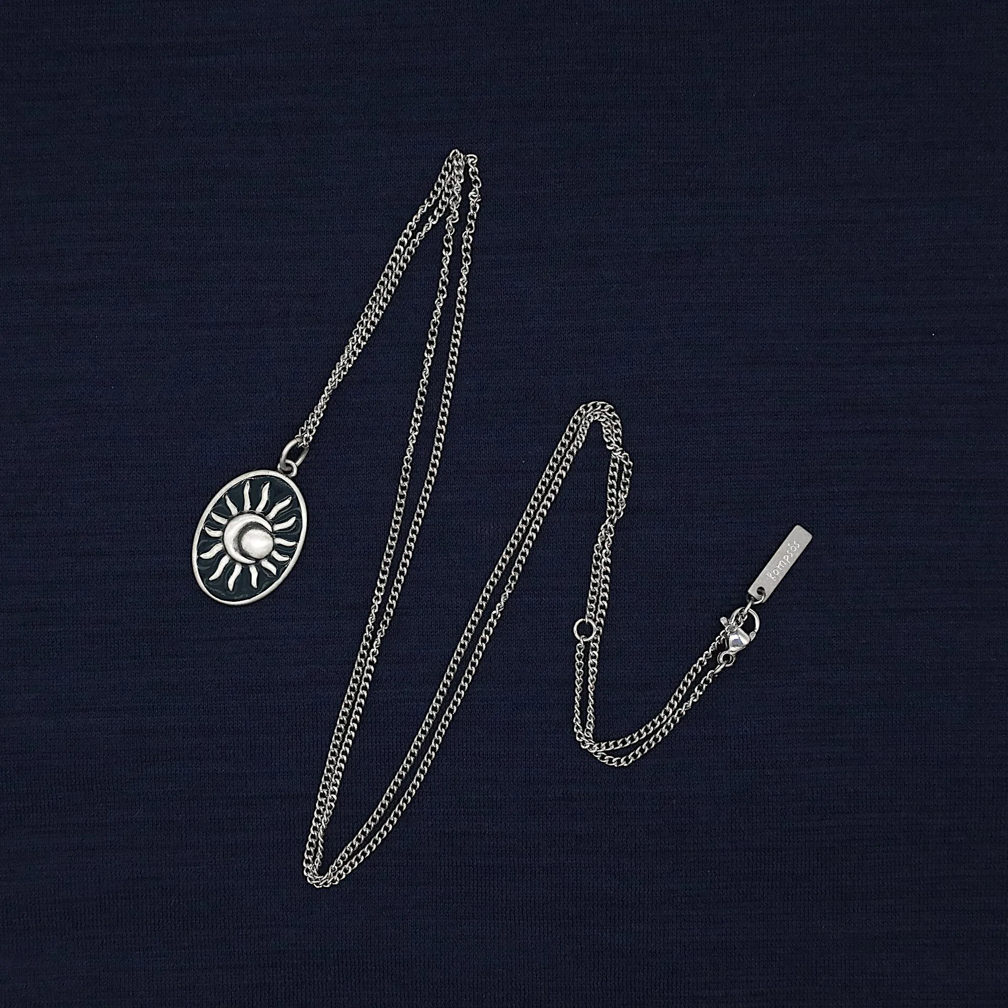 Solar Eclipse Sterling Silver Necklace (Night Blue)