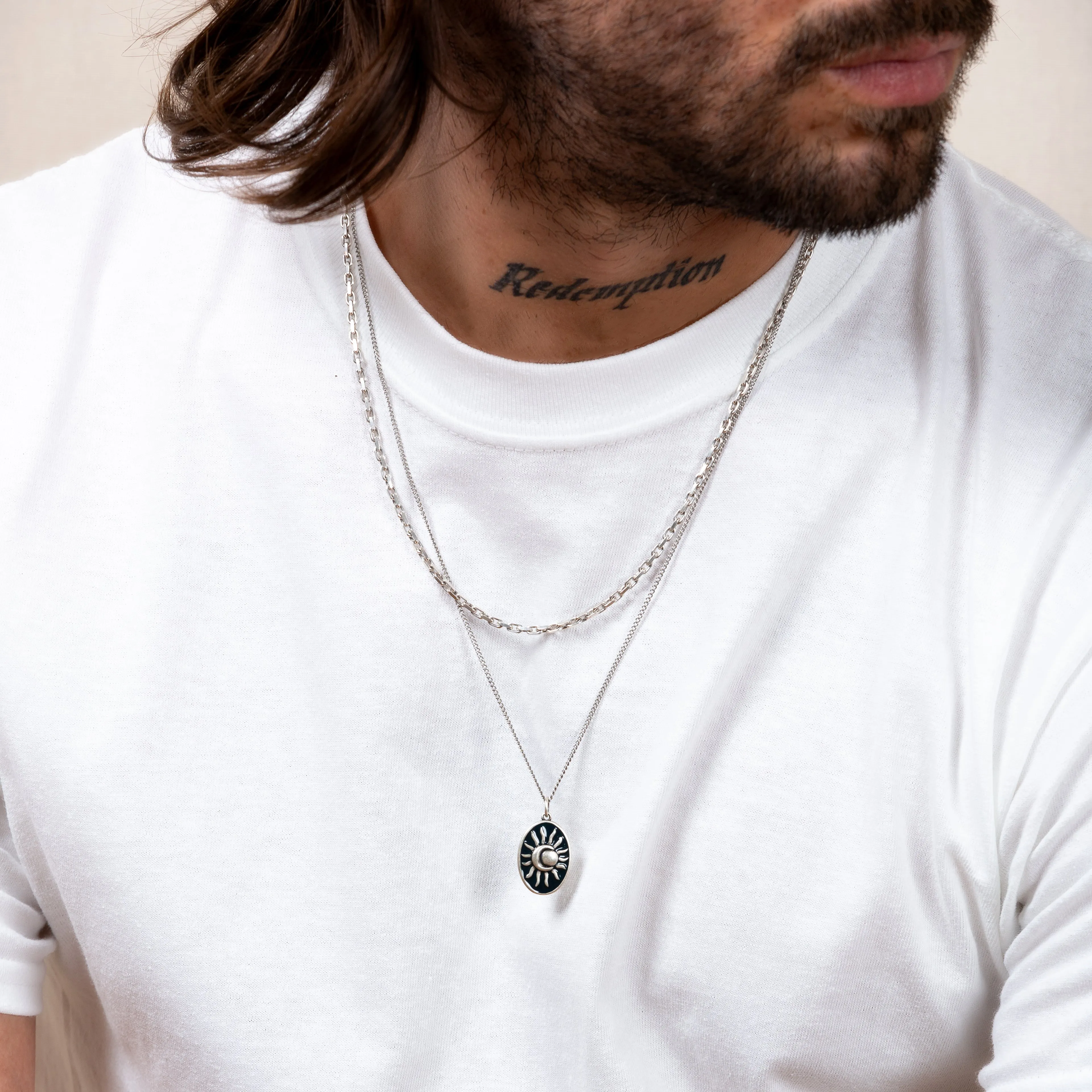 Solar Eclipse Sterling Silver Necklace (Night Blue)