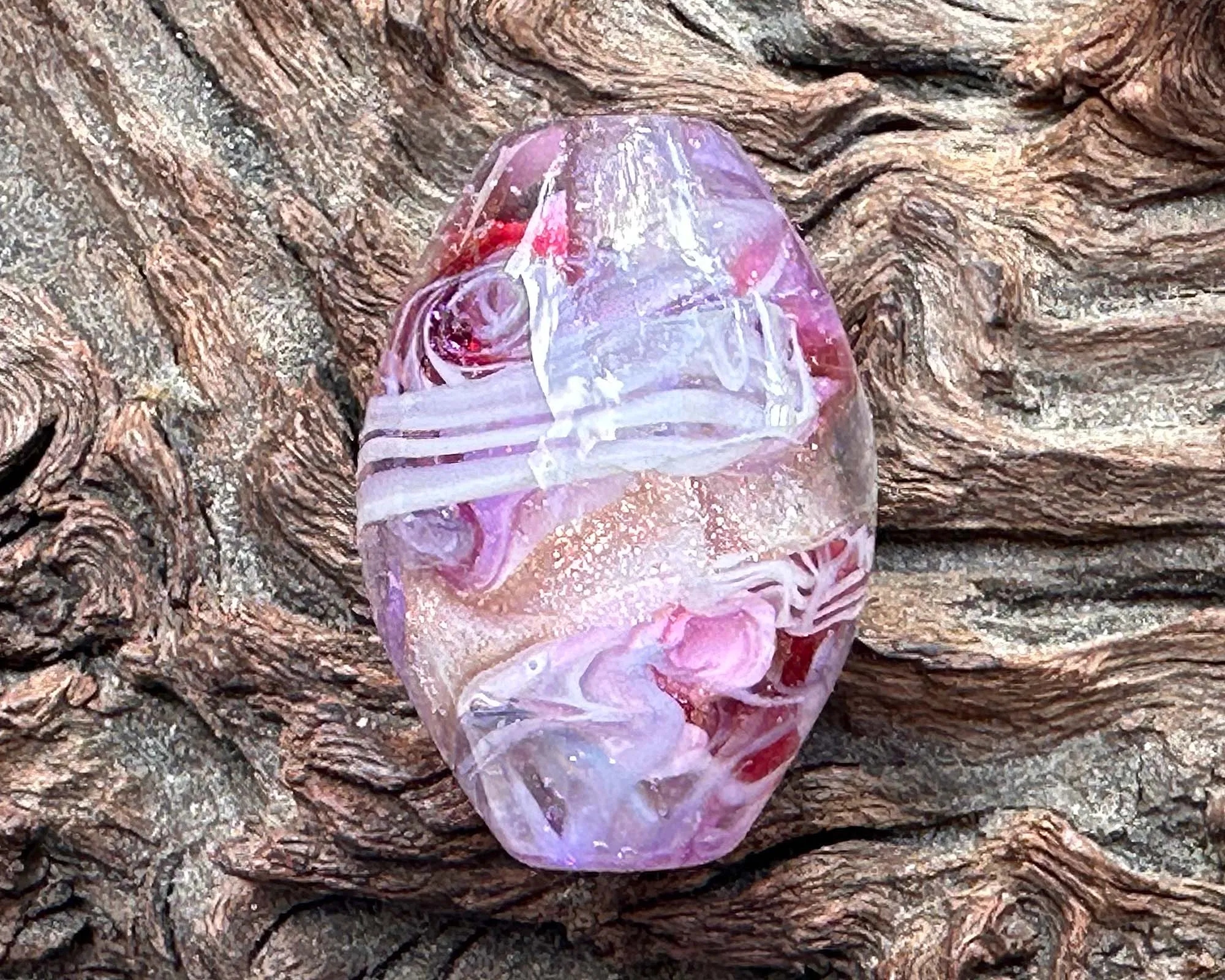 Sparkling Pink Rose Lampwork Focal Bead SRA