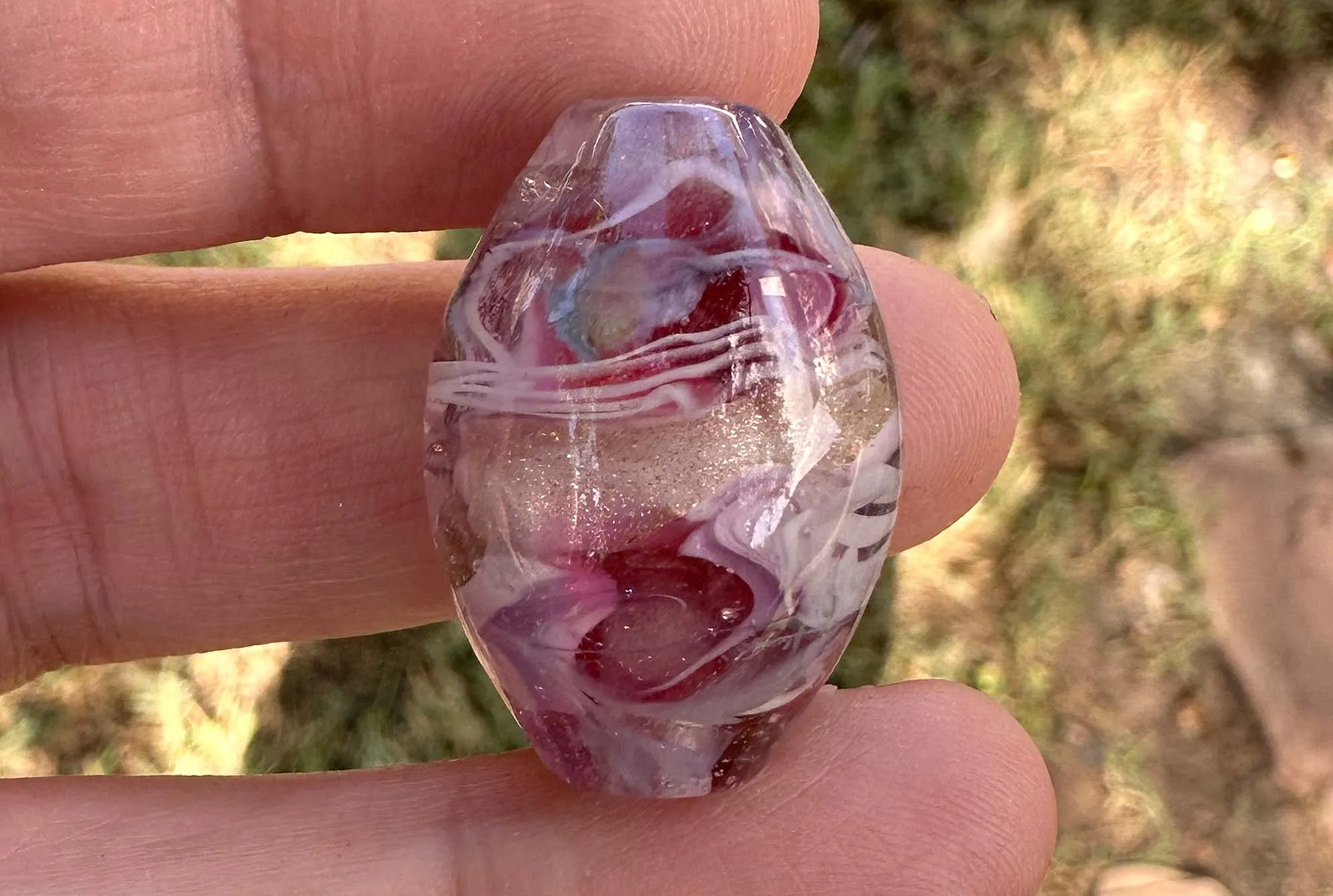 Sparkling Pink Rose Lampwork Focal Bead SRA