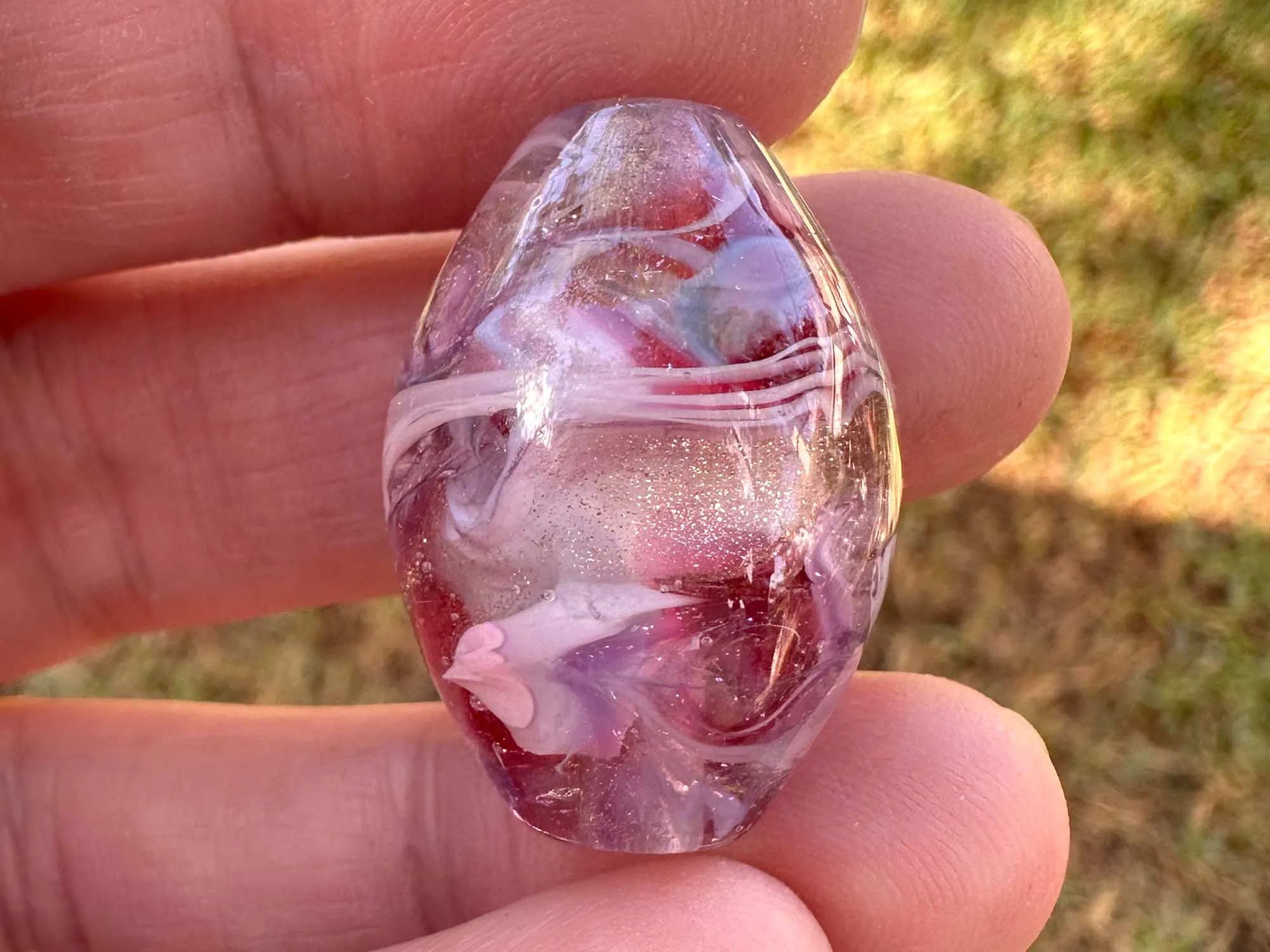 Sparkling Pink Rose Lampwork Focal Bead SRA