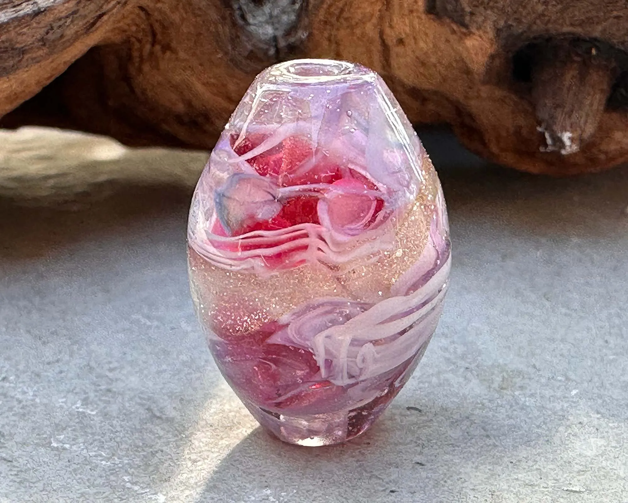 Sparkling Pink Rose Lampwork Focal Bead SRA
