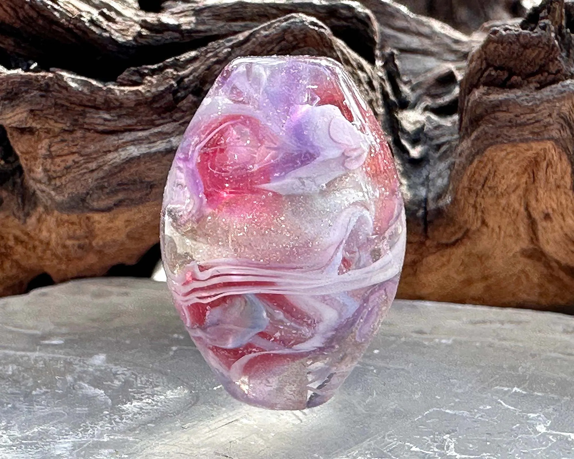 Sparkling Pink Rose Lampwork Focal Bead SRA