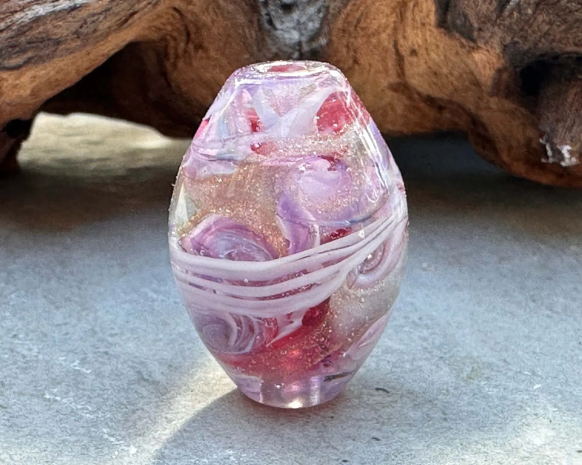 Sparkling Pink Rose Lampwork Focal Bead SRA