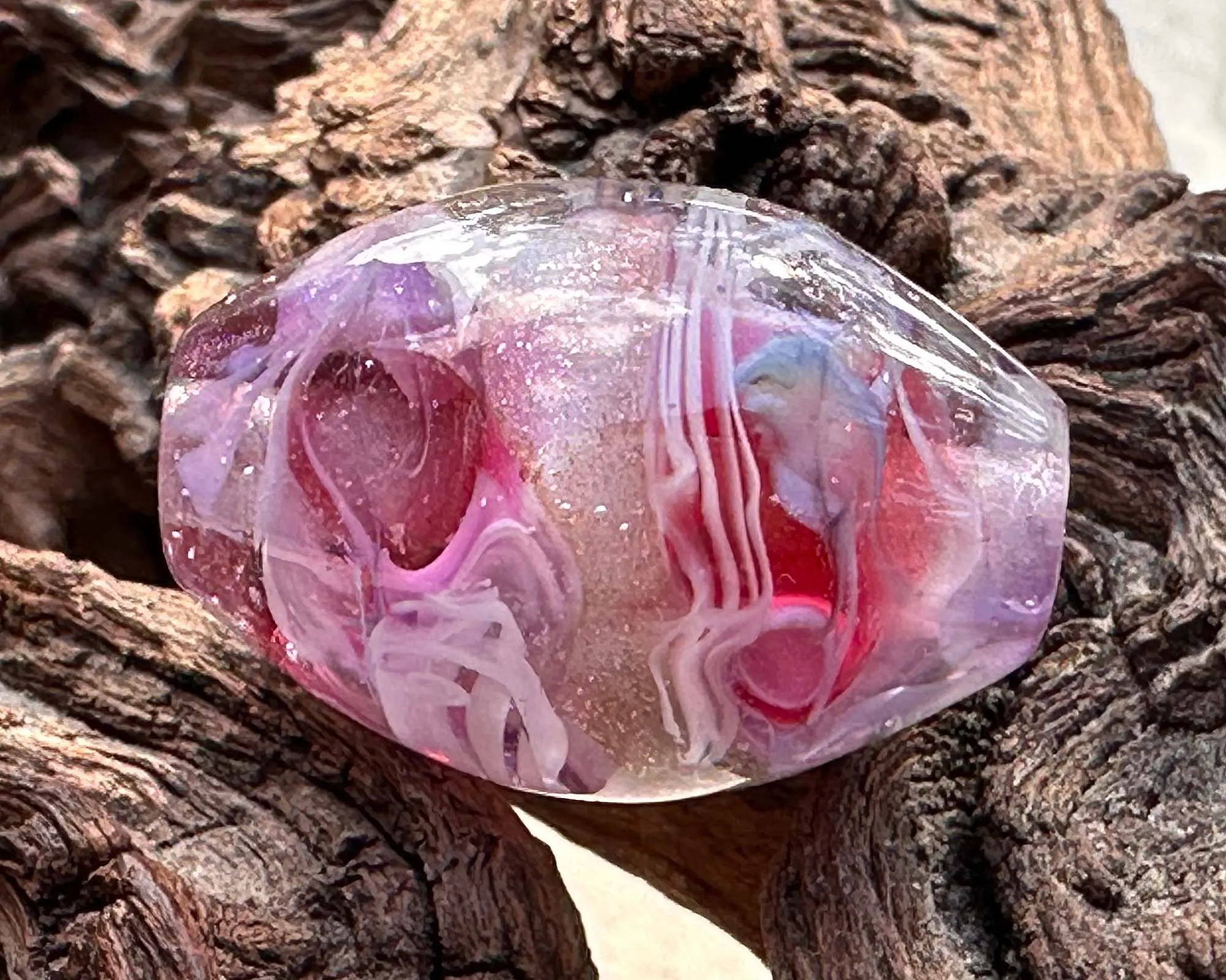 Sparkling Pink Rose Lampwork Focal Bead SRA