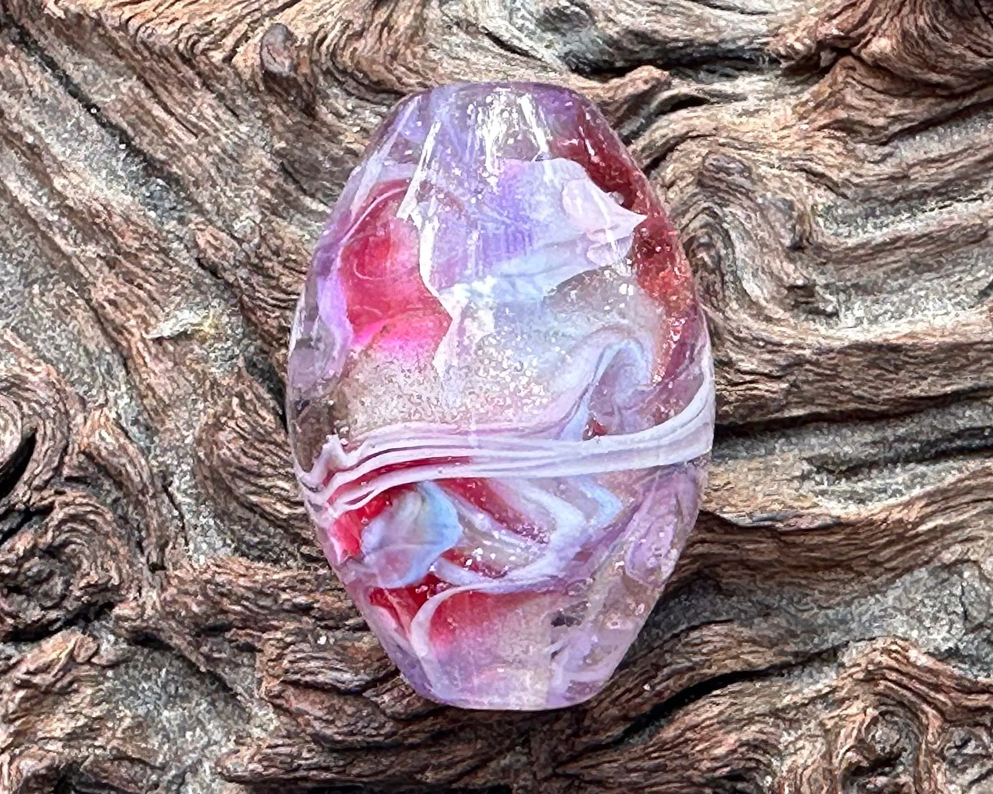 Sparkling Pink Rose Lampwork Focal Bead SRA