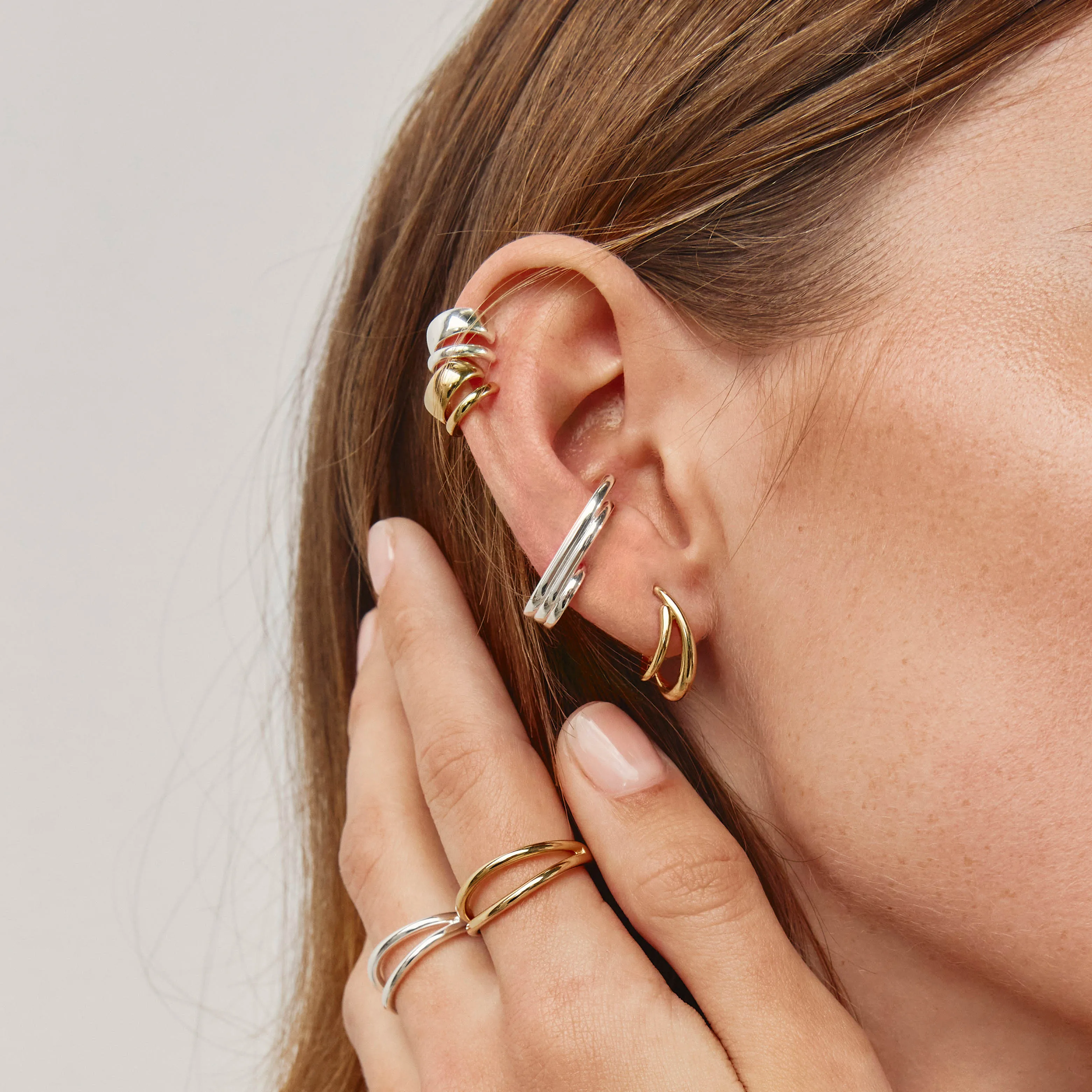 Split Band Single Ear Cuff in Gold