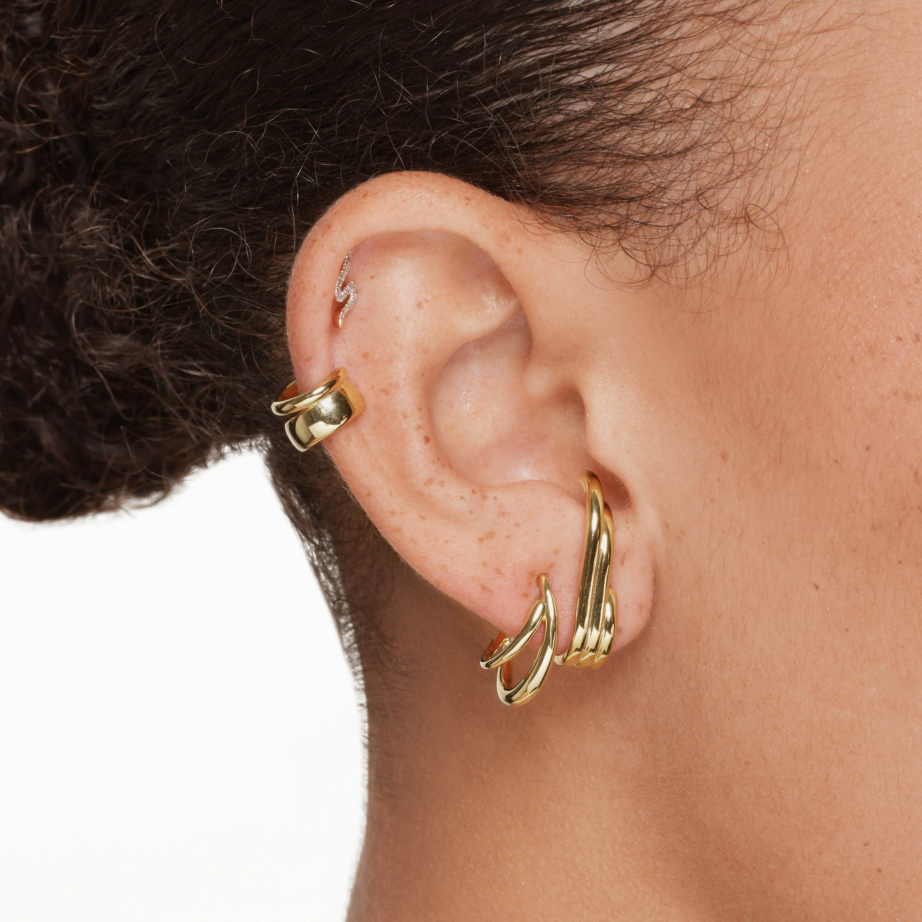 Split Band Single Ear Cuff in Gold