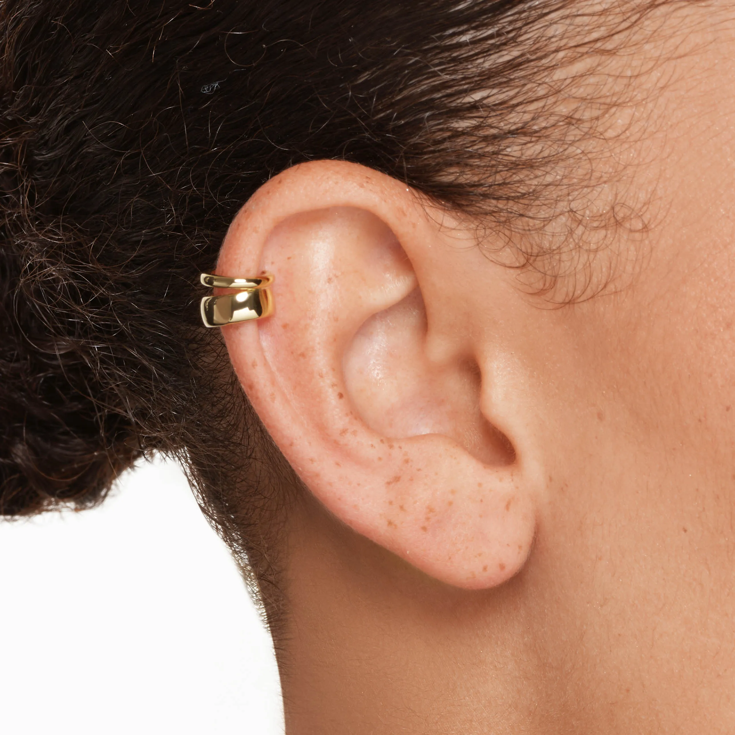 Split Band Single Ear Cuff in Gold