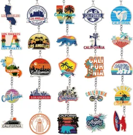 Sureio 25 Pcs California Keychain Bulk Silver Metal American California Keychain Ring USA Souvenir Gifts Collectible Souvenirs Collection Bulk