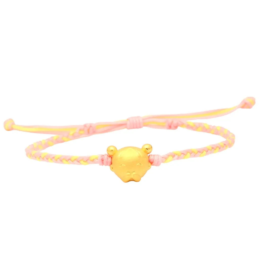 TAKA Jewellery 999 Pure Gold Charm Little Girl with Nylon Bracelet