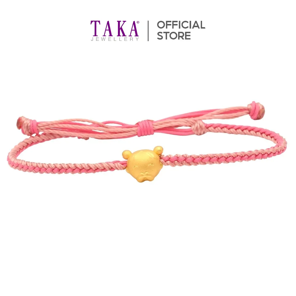 TAKA Jewellery 999 Pure Gold Charm Little Girl with Nylon Bracelet