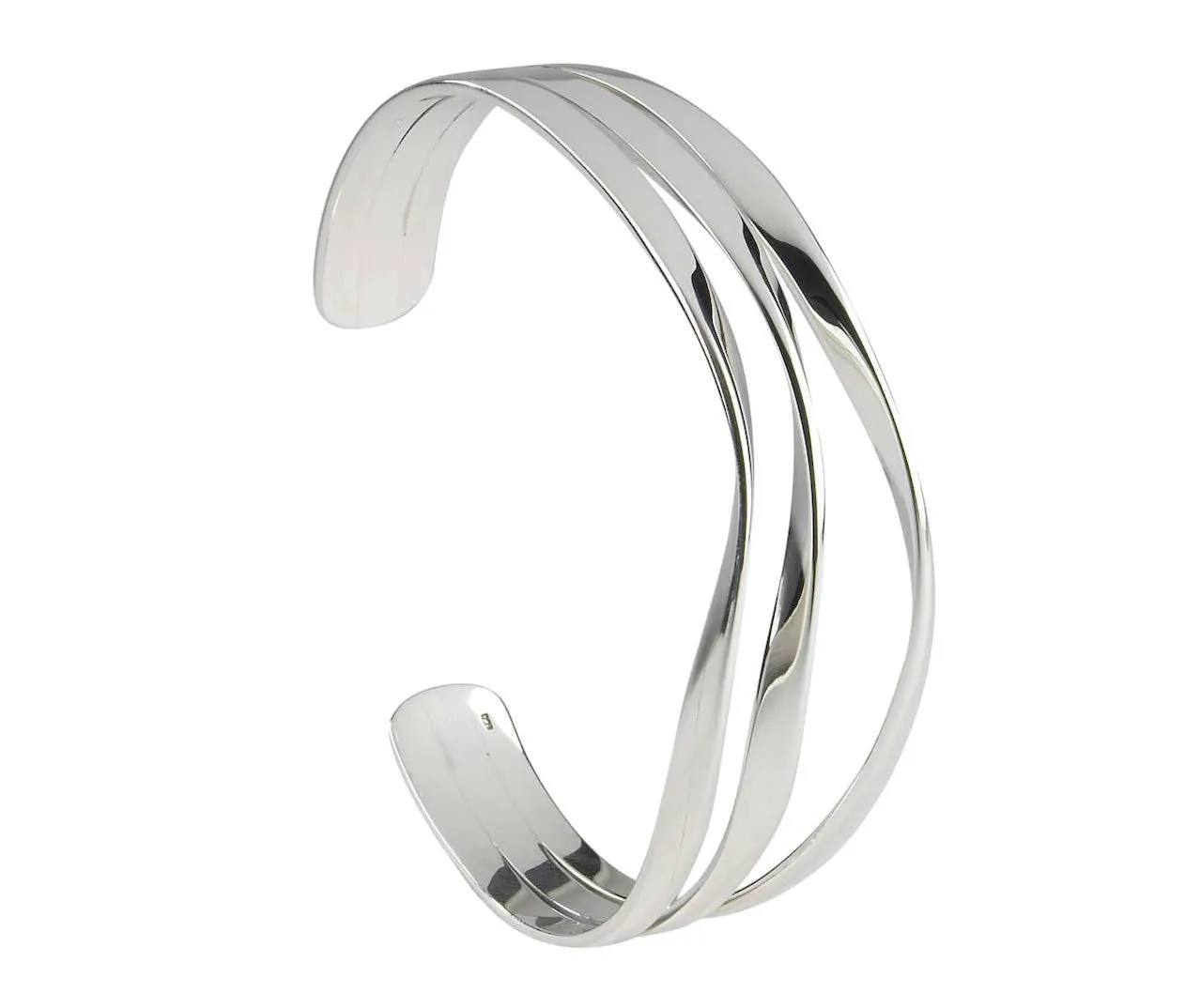 Three Row Twist Flat Torque Bangle