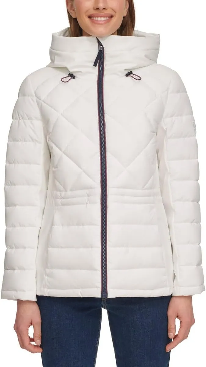Tommy Hilfiger Women's Hooded Stretch Shell Quilted Jacket - Winter Coat for Women - Outwear with Pockets