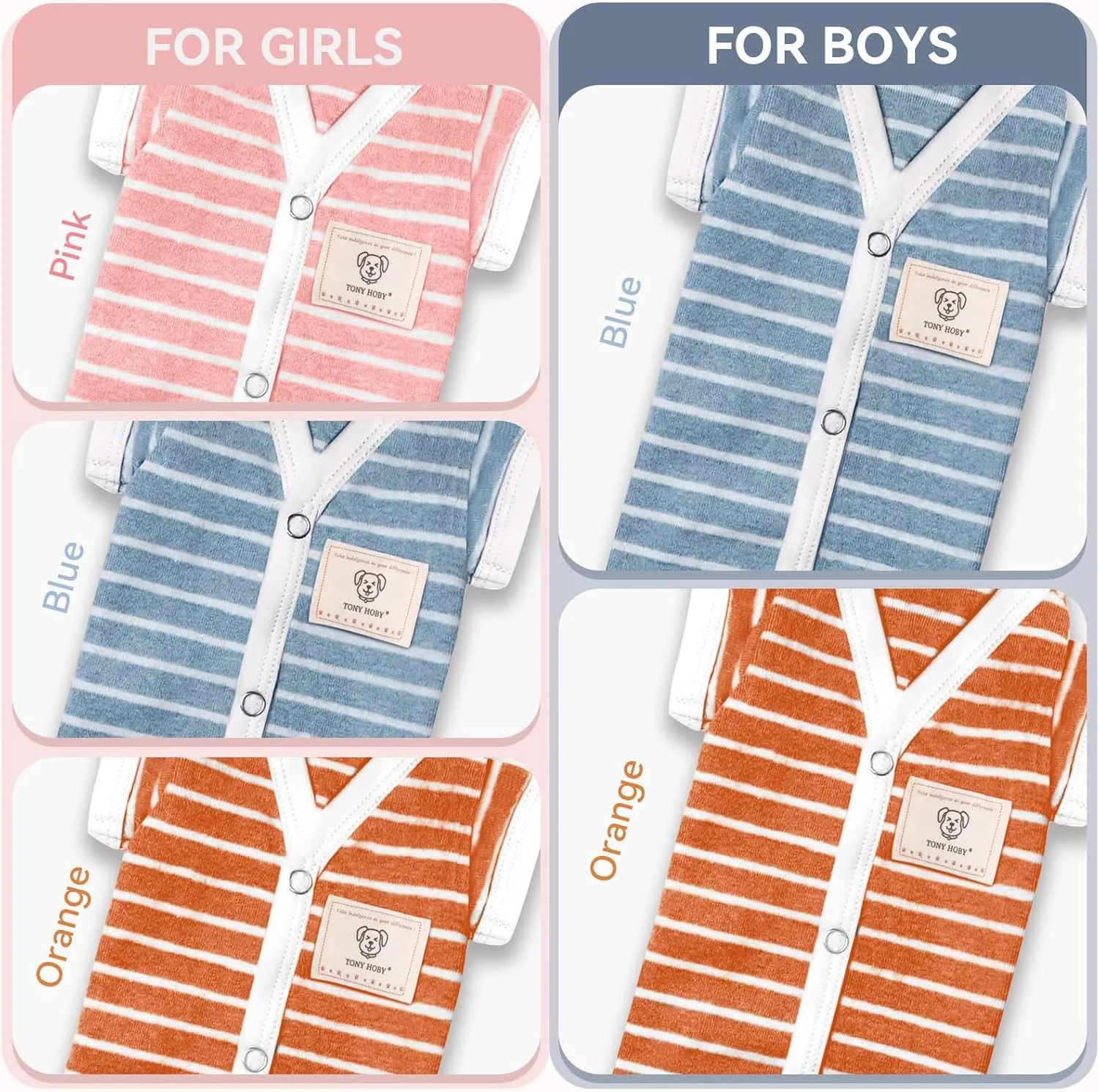 TONY HOBY Female Pet Dog Pajamas, 4 Legged Dog Pjs Jumpsuit with Stripes, Soft Cotton Surgery Recovery Dogs Clothes (XL, Pink White-Girls)