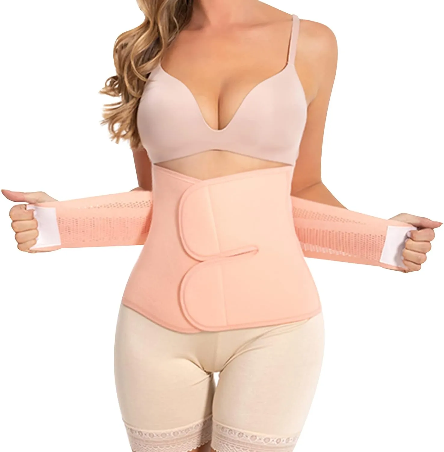 Trendyline Postpartum Essentials: Postpartum Belly Band - C Section Postpartum Belly Wrap - Recovery Belly Support Abdominal Binder Post Surgery Girdle Pink